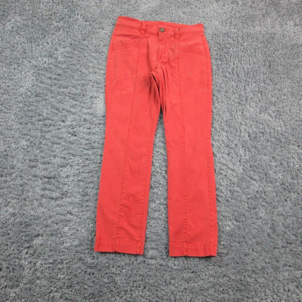 Cabi Pants Womens 12 Red Stretch Lyocell Cotton Utility Straight Leg Style 4138